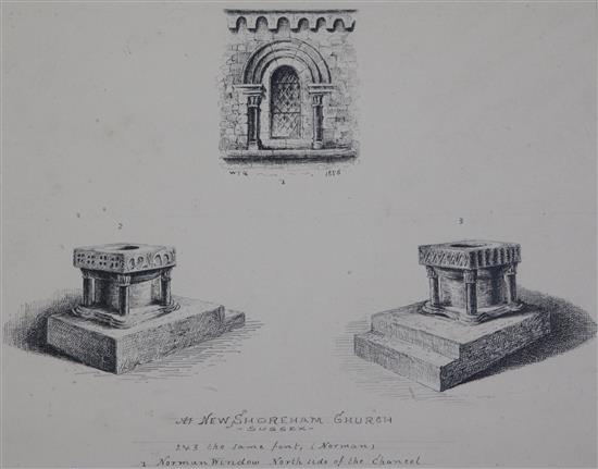 W.J. Quartermain 1859 Shoreham By Sea Churches and other local views largest approx. 21 x 27cm, unframed